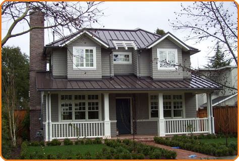 white house dark brown metal tin roof|colors that go with metal roof.